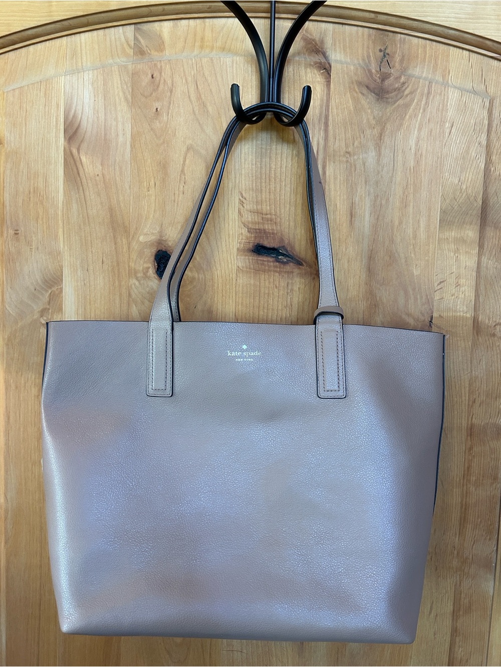 kate spade Taupe reversible Leather Tote with zip pouch